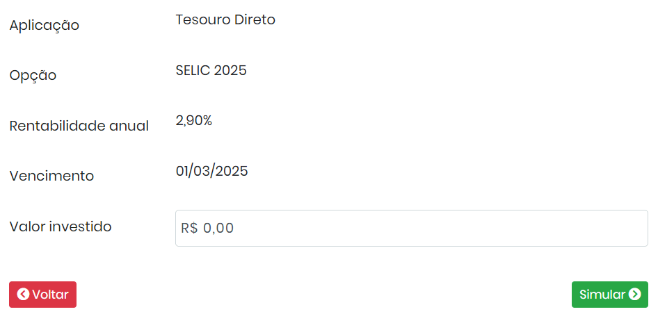 Simulador do Tesouro Direto SELIC Simulador do Tesouro Direto SELIC