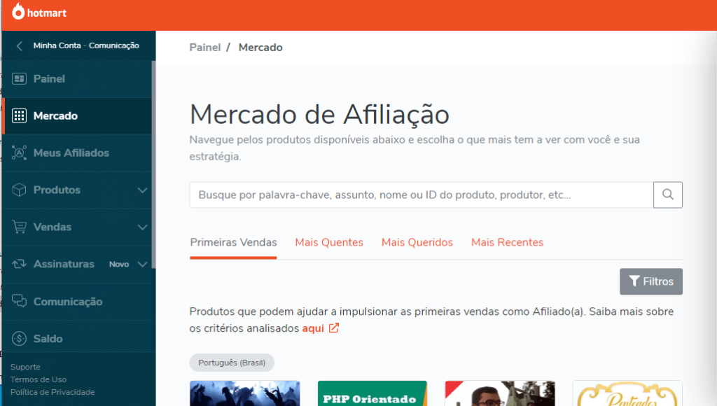 Mercado de Afiliação da Hotmart