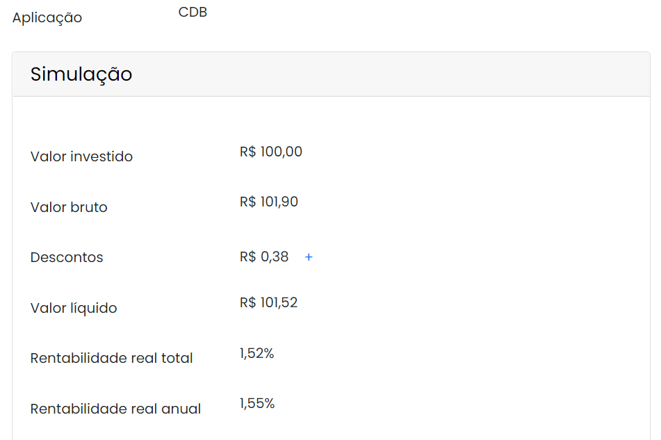 Simulando um CDB de 100% do CDI