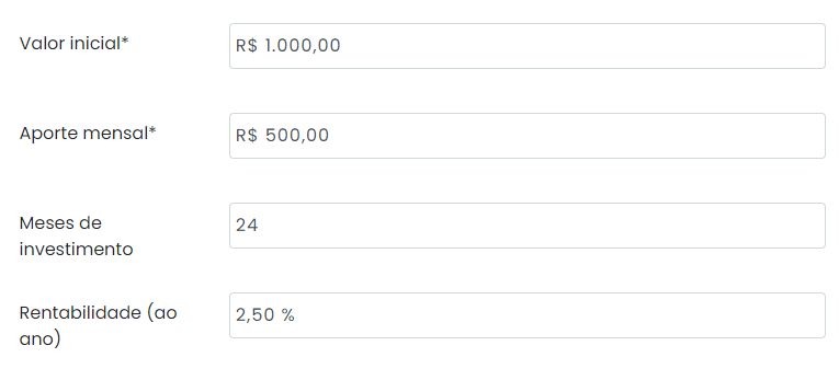 Simulador de juros compostos Simulador de juros compostos